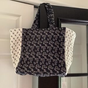 NWT Laude the Label Indigo Block Print Quilted Tote Bag